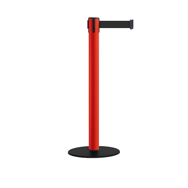 Montour Line Retractable Belt Stanchion, Low Base, 3" Red Post 14' Black Belt S660-RD-BK-140 - main